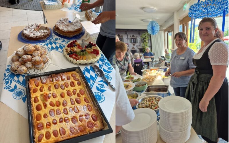 Selbstgebackene Kuchen und selbstgemachte Salate der Hauswirtschaftsmitarbeiterinnen