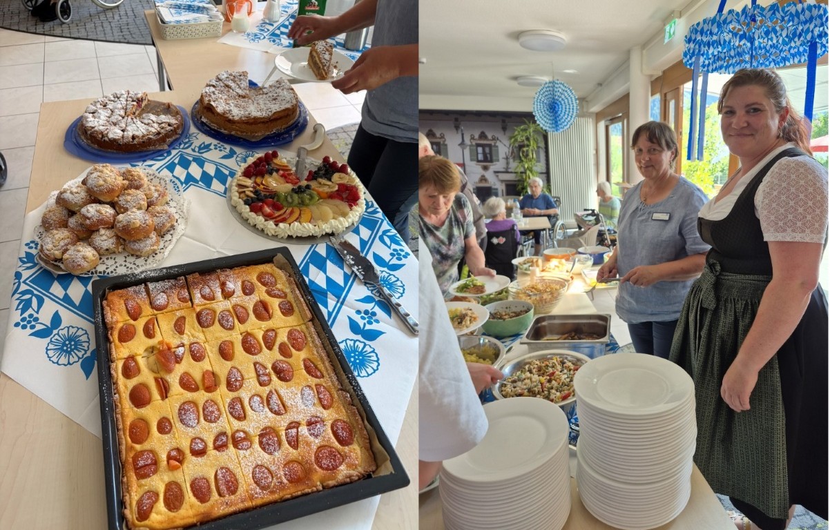 Selbstgebackene Kuchen und selbstgemachte Salate der Hauswirtschaftsmitarbeiterinnen